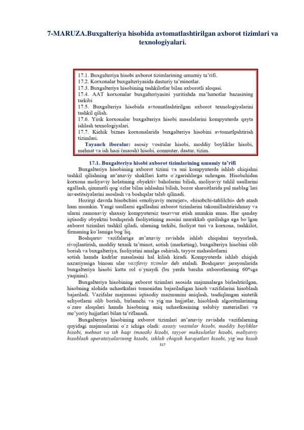 Buxgalteriya hisobida avtomatlashtirilgan axborot tizimlari va texnologiyalari