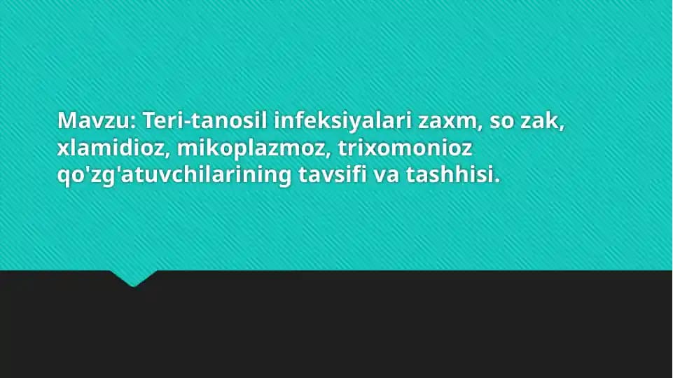 Teri-tanosil infeksiyalari qo'zg'atuvchilari va tashhisi