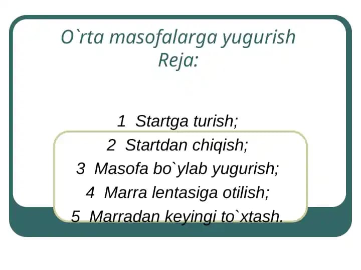 O`rta masofalarga yugurish