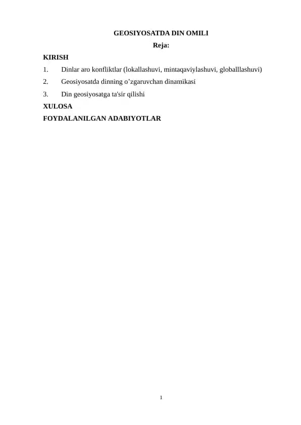 GEOSIYOSATDA DIN OMILI