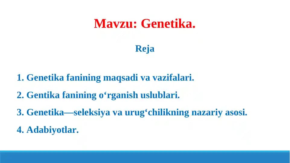 Genetika. Taqdimot 15 bet