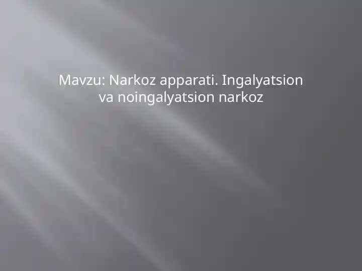 Narkoz apparati