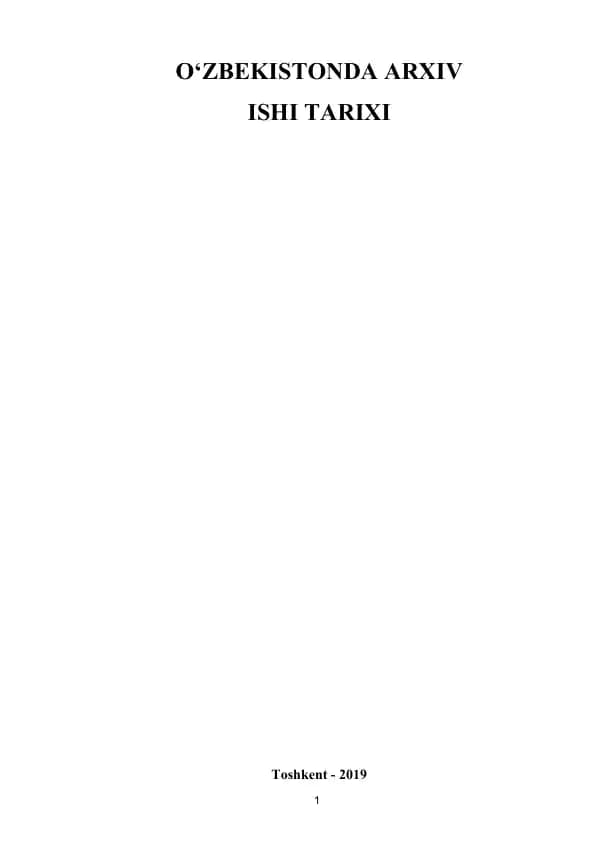 O‘zbekistonda Arxiv ishi tarixi