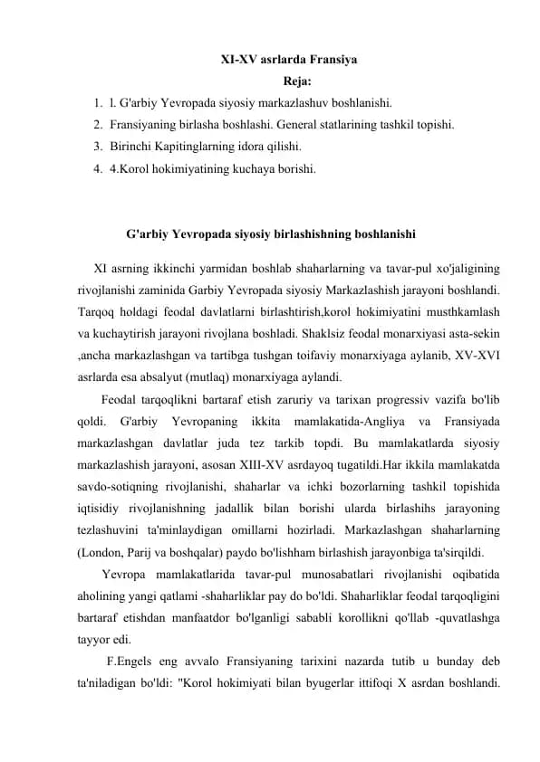 XI-XV asrlarda Fransiya