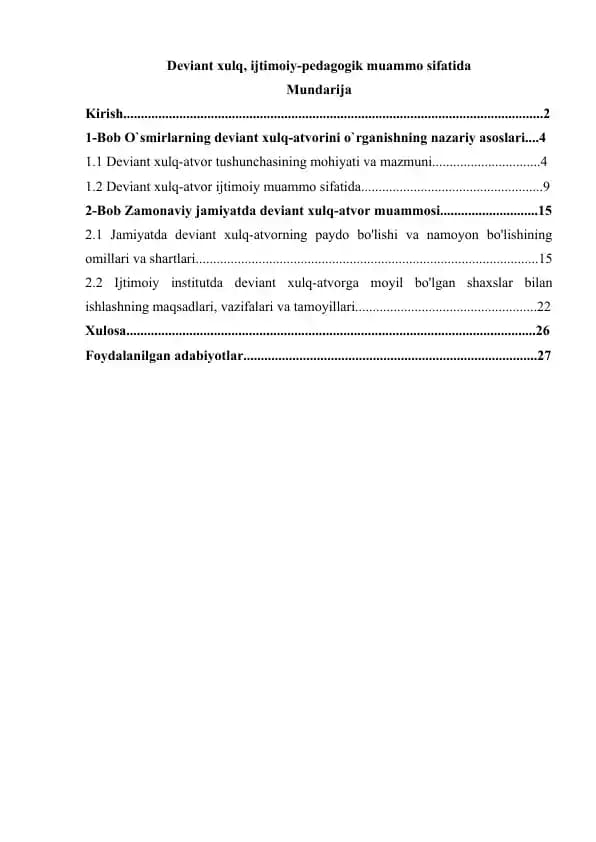 Deviant xulq, ijtimoiy-pedagogik muammo sifatida