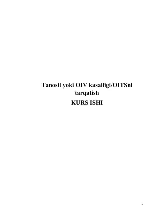 Tanosil yoki OIV kasalligi/OITSni tarqatish