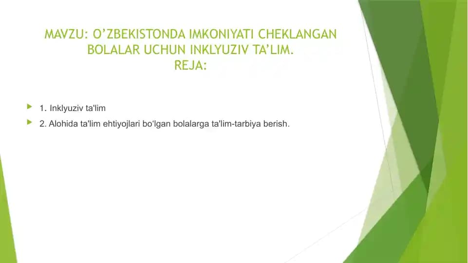 O’ZBEKISTONDA IMKONIYATI CHEKLANGAN BOLALAR UCHUN INKLYUZIV TA’LIM