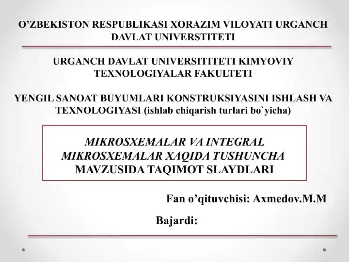 Mikrosxemalar va Integral Mikrosxemalar