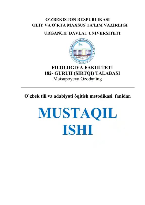 Ta`lim bosqichlarida so`z birikmasi sintaksisini o`qitish bo`yicha dars ishlanmalar tayyorlash