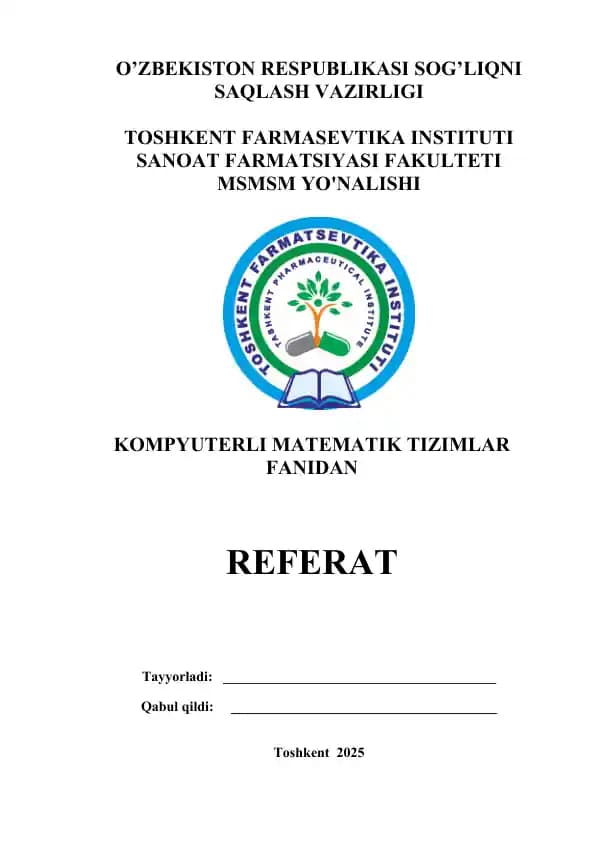 Funksiya aniq  integralini hisoblash. Referat 22 bet.