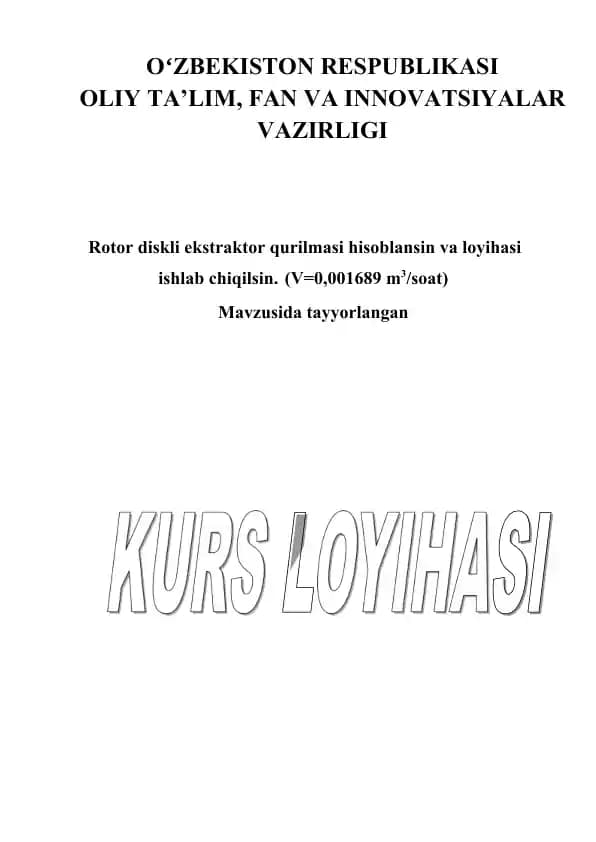 Rotor diskli ekstraktor qurilmasi