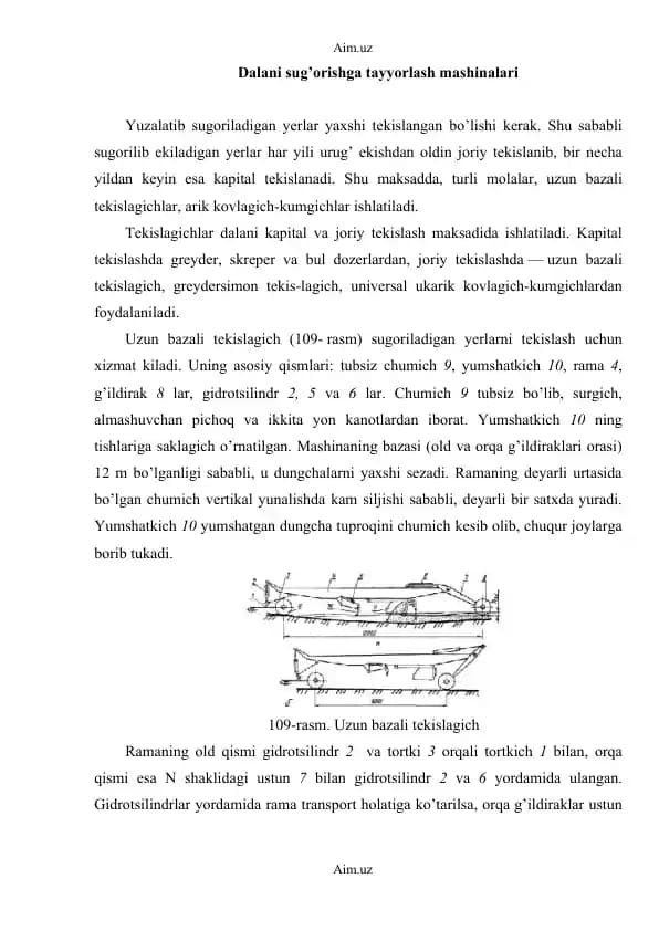 Dalani sug’orishga tayyorlash mashinalari