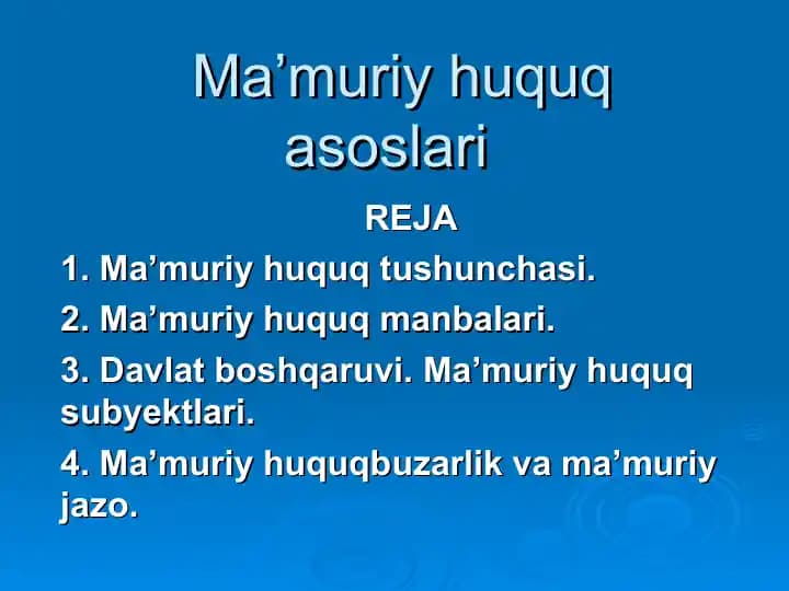 Ma’muriy huquq asoslari