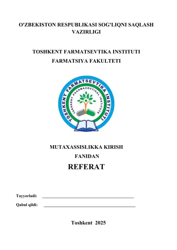 6. Distribyutorlik  faoliyati. Farmasevtik ombor. Referat 16 bet.