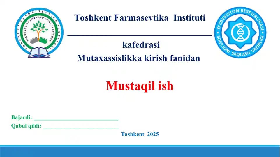8. Farmatsevtika ta’limining rivojlanishi. Taqdimot 15 bet.