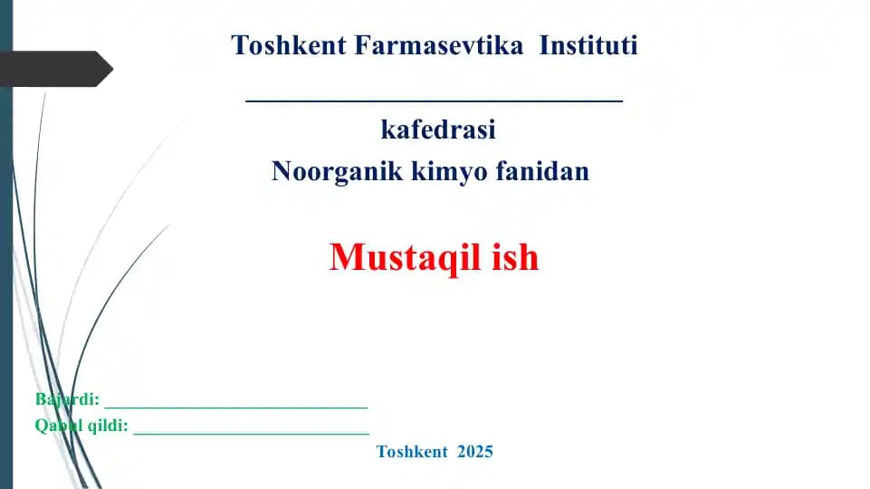 9. Oksidlanish-qaytarilish reaksiyalari yo’nalishini standart potensiallar qiymatiga qarab aniqlash. Taqdimot 12 bet.