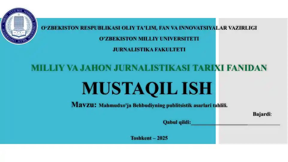 Mahmudxo'ja Behbudiyning publitsistik asarlari tahlili