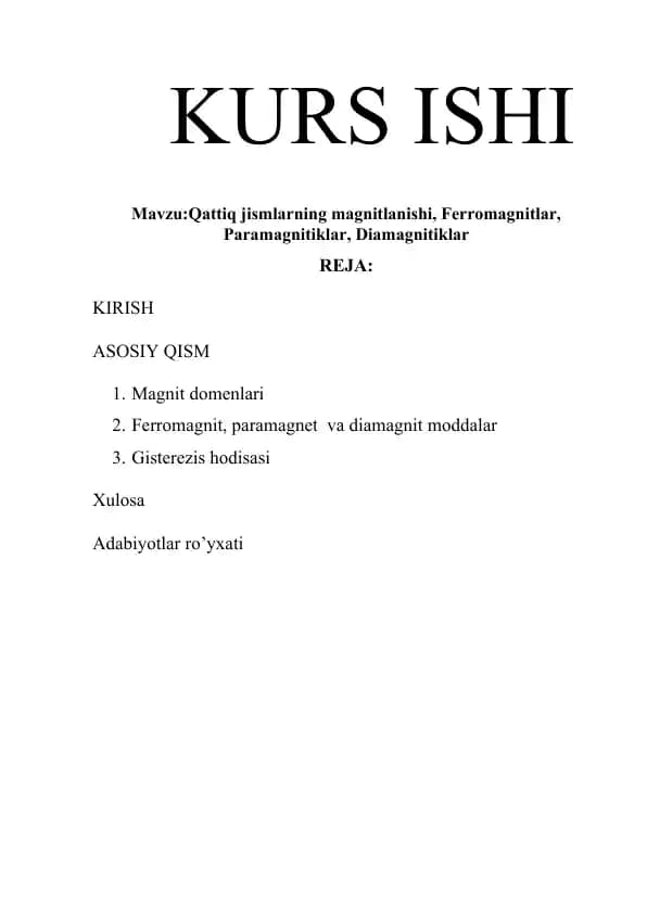 Qattiq jismlarning magnitlanishi, Ferromagnitlar, Paramagnitiklar, Diamagnitiklar