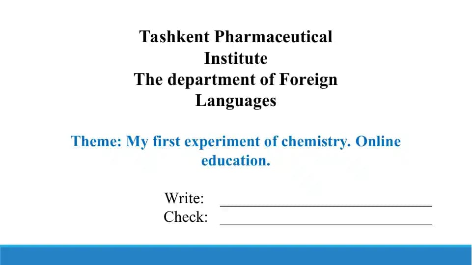 1.2. My first experiment of chemistry. Taqdimot 12 bet