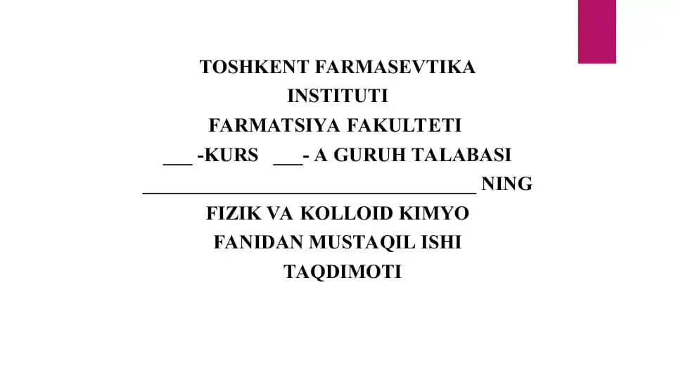 17. Donnanning membrana muvozanati. Taqdimot 16 bet.