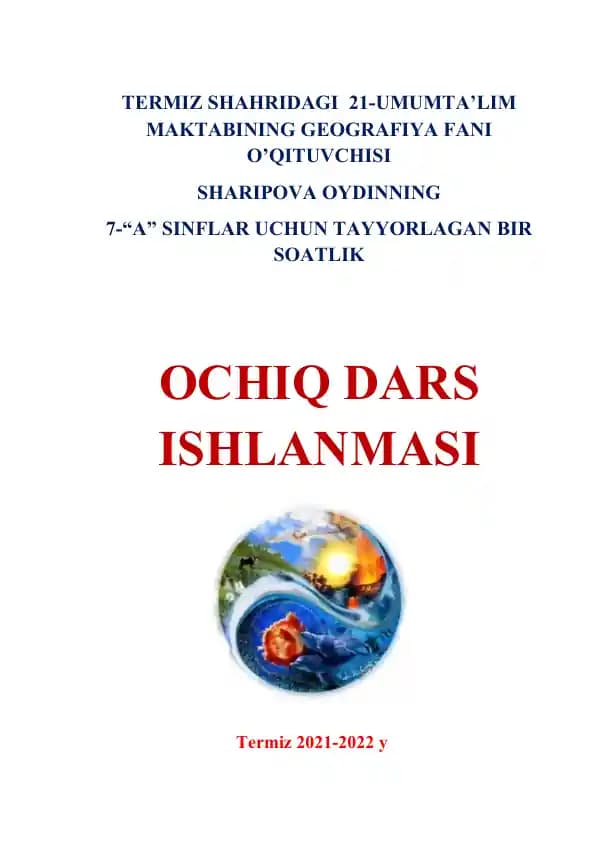 7-sinf geografiyasi o'rta osiyo aholisi o'qitish dars ishlanmasi