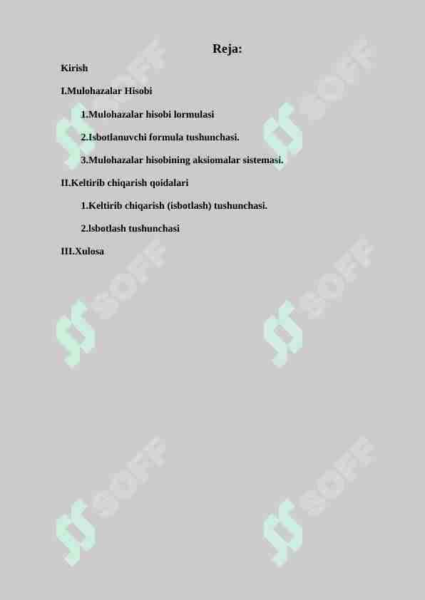 Mulohazalar hisobi