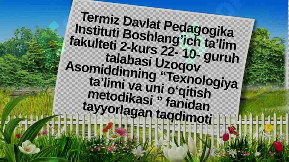 Ish joyini tashkil etish va texnika xavfsizligi