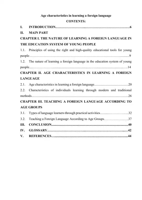Age characteristics in learning a foreign language