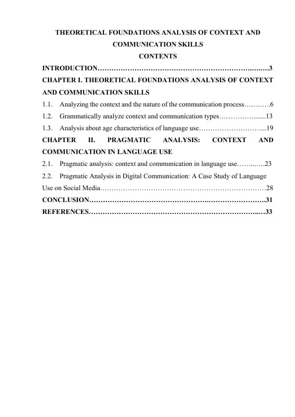 THEORETICAL FOUNDATIONS ANALYSIS OF CONTEXT AND COMMUNICATION SKILLS