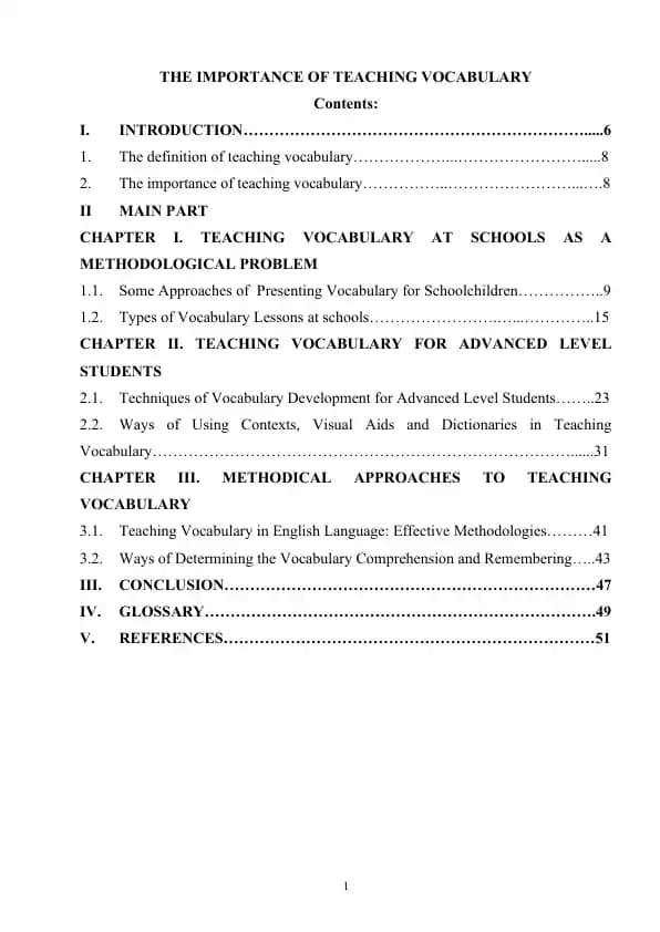 THE IMPORTANCE OF TEACHING VOCABULARY