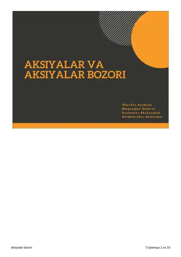 Aksiyalar bozori
