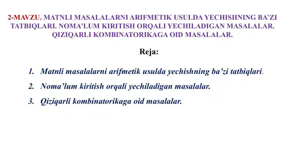 Arifmetika masalalari