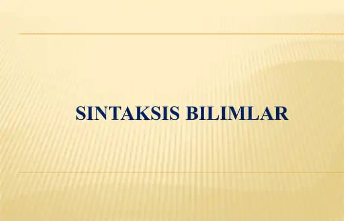 Sintaksis bilimlar