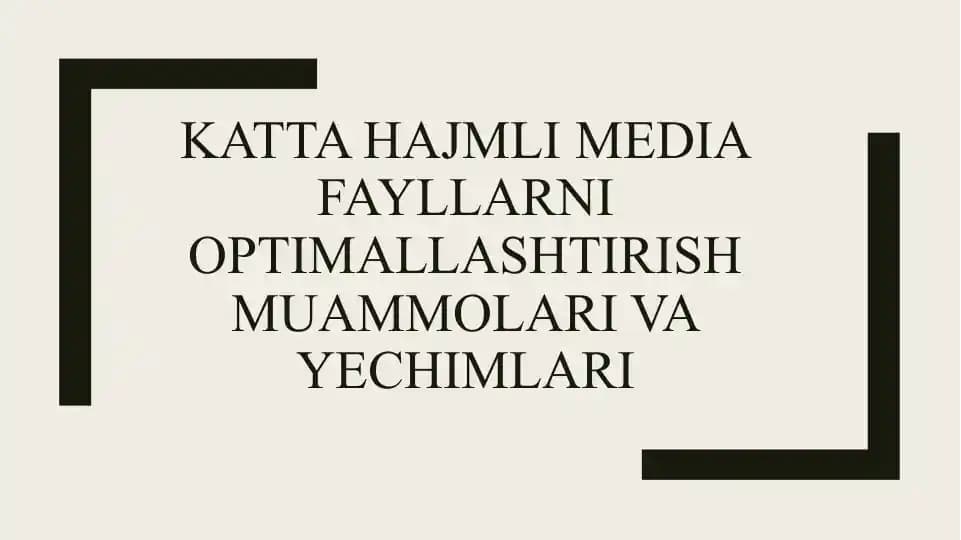 Katta hajmli media fayllarni optimallashtirish muammolari va yechimlari