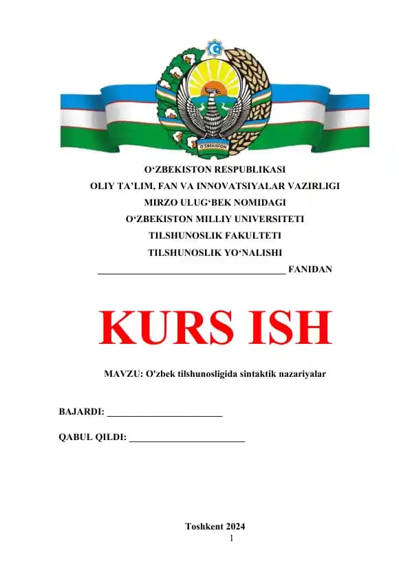 O'zbek tilshunosligida sintaktik nazariyalar