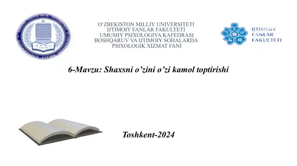Shaxsni o’zini o’zi kamol toptirishi