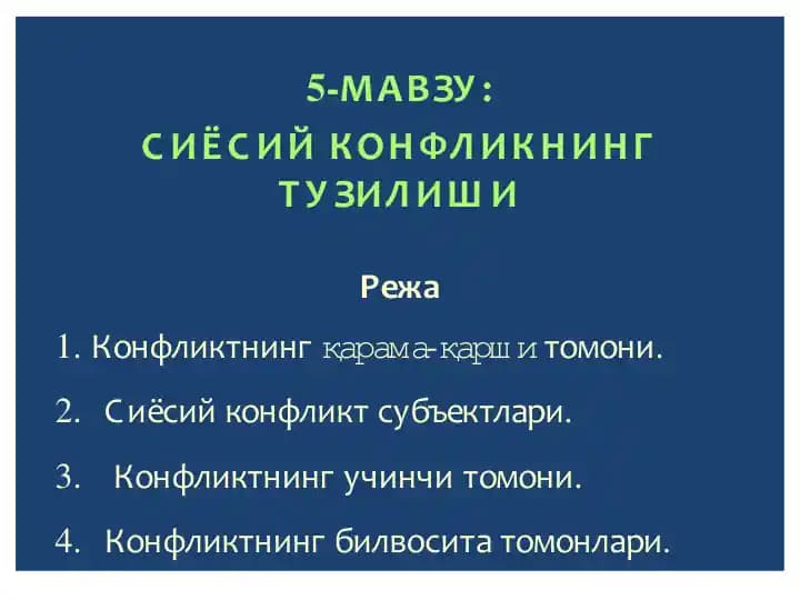 Siyosiy konfliktnig tu'zilishi