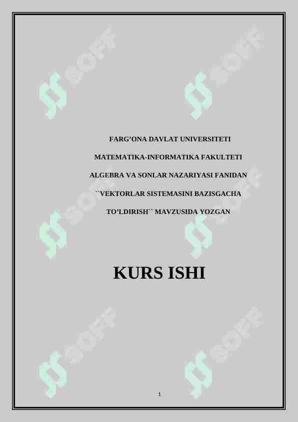 VEKTORLAR SISTEMASINI BAZISGACHA