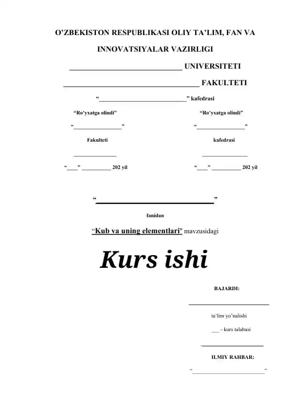 Kub va uning elementlari