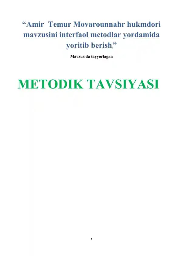 Tarix metodik tavsiya