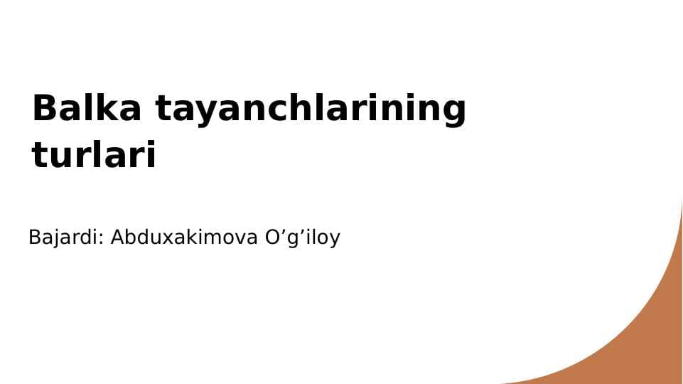 balka tayanch turlari