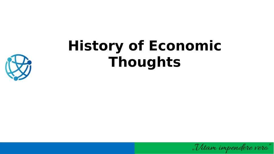 History of Economic Thoughts