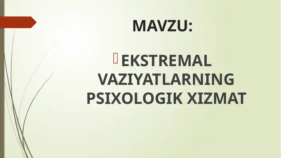 Ekstremal vaziyatlar psixologik xizmat