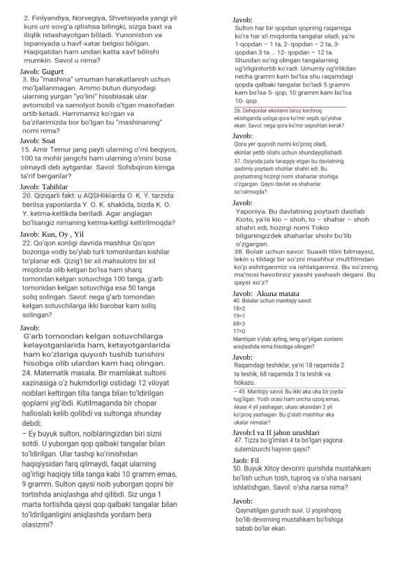 Mantiqiy 100 savol.