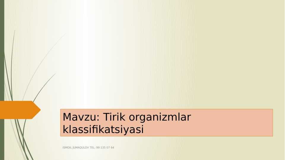 Tirik organizmlar klassifikatsiyasi