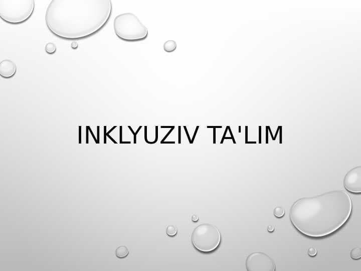 INKLYUZIV TA'LIM