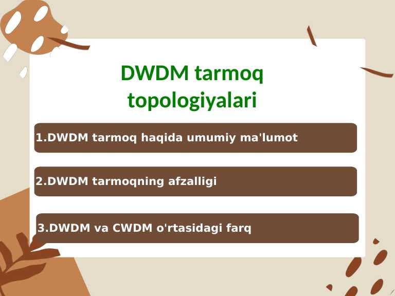 DWDM tarmoq topologiyalari
