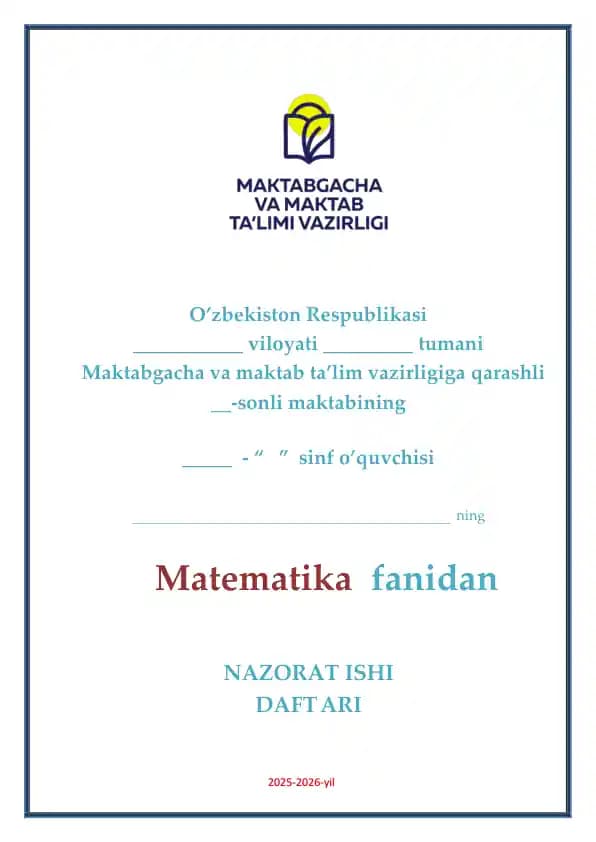 5-SINF NAZORAT ISHI DAFTARI 2025