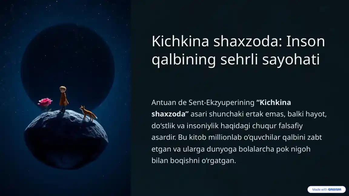 Kichkina shaxzoda: Inson qalbining sehrli sayohati