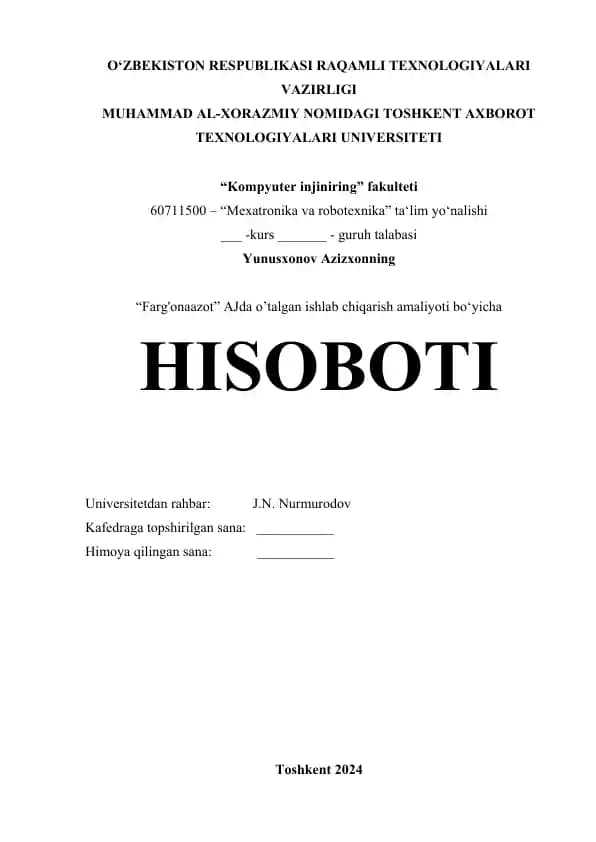 “Farg'onaazot” AJ amaliyot hisoboti